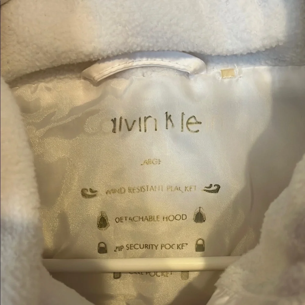 Calvin Klein Ivory Puffer Vest with Hood - Picture 2 of 3